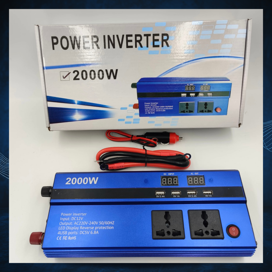 12 to 220v 2000w Inverter for Car - ავტომობილის დენის ინვერტერი – 12 ვოლტიდან 220 ვოლტზე დენის გარდამქმნელი