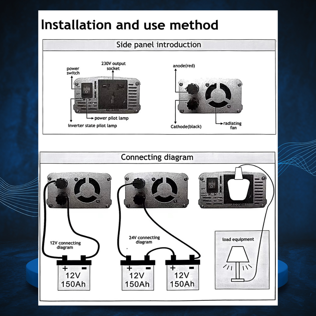 12 to 220v 2000w Inverter for Car - ავტომობილის დენის ინვერტერი – 12 ვოლტიდან 220 ვოლტზე დენის გარდამქმნელი